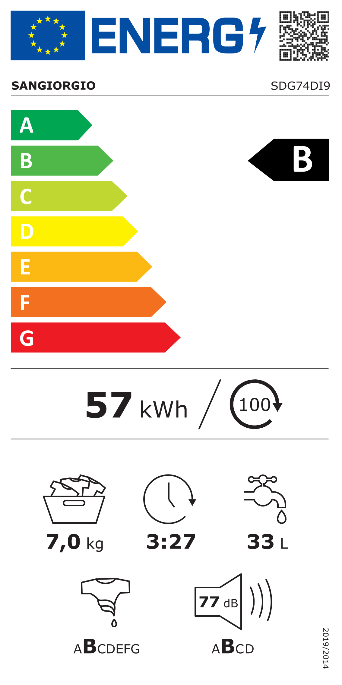 ΠΛΥΝΤΗΡΙΟ ΡΟΥΧΩΝ SANGIORGIO SDG74DI9 / F714DI9 | 7 ΚΙΛΑ | INVERTER 1400 ΣΤΡΟΦΕΣ | LCD ΗΛΕΚΤΡΟΝΙΚΟ | 5 ΧΡΟΝΙΑ ΕΓΓΥΗΣΗ* 2