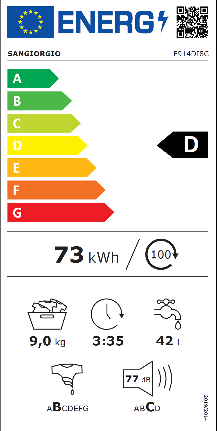 ΠΛΥΝΤΗΡΙΟ ΡΟΥΧΩΝ SANGIORGIO F914DI8C | 9 ΚΙΛΑ | INVERTER 1400 ΣΤΡΟΦΕΣ | LCD ΗΛΕΚΤΡΟΝΙΚΟ | 5 ΧΡΟΝΙΑ ΕΓΓΥΗΣΗ* 5