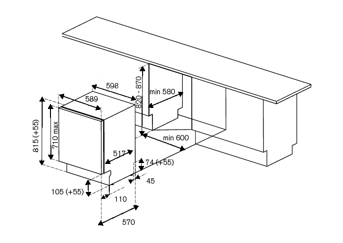 ΠΛΥΝΤΗΡΙΟ ΠΙΑΤΩΝ BERTAZZONI DW60EPR/21 | ΠΛΗΡΩΣ ΕΝΤΟΙΧΙΖΟΜΕΝΟ | PANEL READY 2